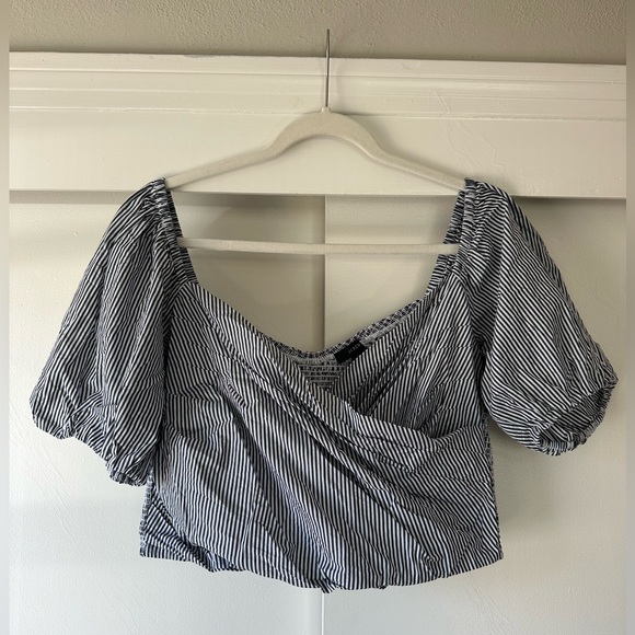 J. Crew Puff Sleeve Striped Cropped Top - Picture 7 of 12